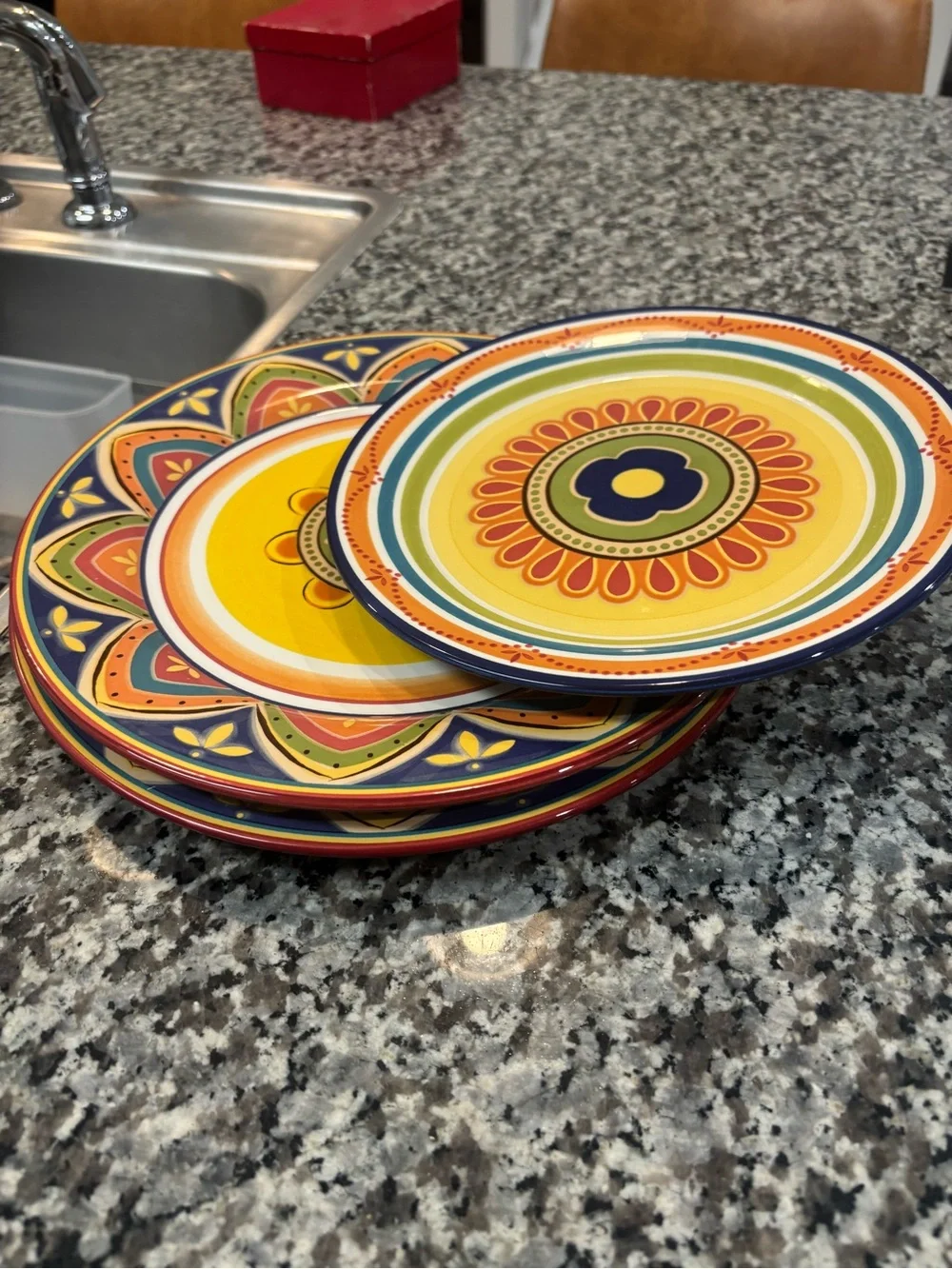 Pier 1 Imports Mexicali ironstone Set of 2 dinner plates & 1 salad plate